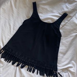 Black Tank Top with Lace Bottom
